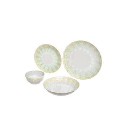 Rosa / Porcelain ( Light Green Coral Organic Round Dinnerware Set 24 PCS )