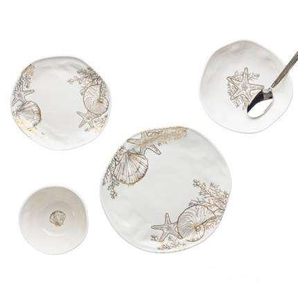 Rosa / Porcelain ( Golden Shell Organic Round Dinnerware Set 24 PCS )